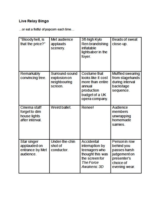 Live Opera Relay Bingo 1